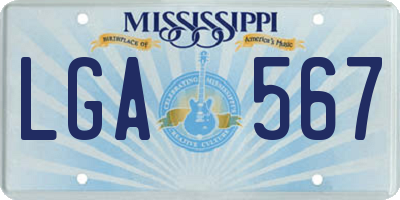 MS license plate LGA567