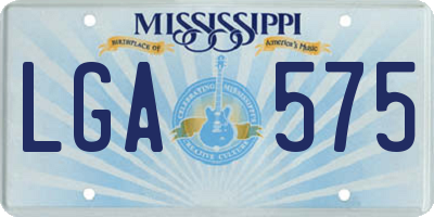MS license plate LGA575