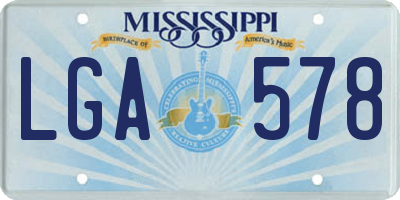 MS license plate LGA578