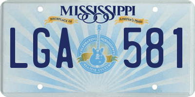MS license plate LGA581