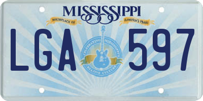 MS license plate LGA597
