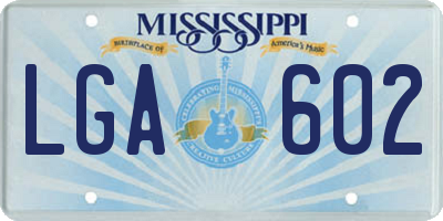 MS license plate LGA602
