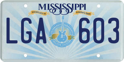 MS license plate LGA603