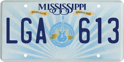 MS license plate LGA613