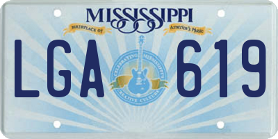 MS license plate LGA619