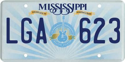 MS license plate LGA623