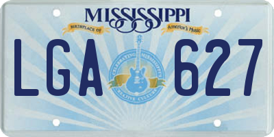 MS license plate LGA627