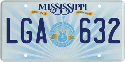 MS license plate LGA632