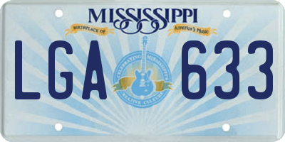 MS license plate LGA633