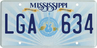 MS license plate LGA634