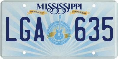 MS license plate LGA635