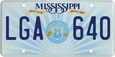 MS license plate LGA640