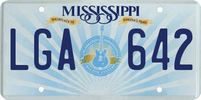 MS license plate LGA642