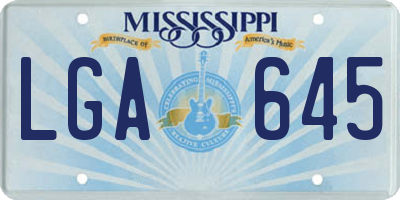 MS license plate LGA645