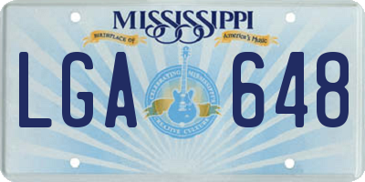 MS license plate LGA648
