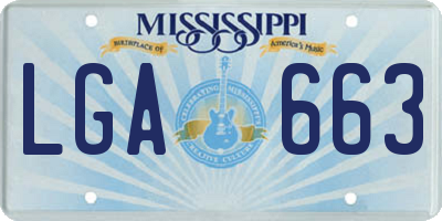MS license plate LGA663