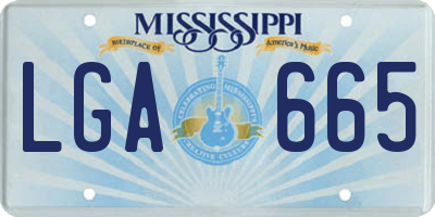 MS license plate LGA665