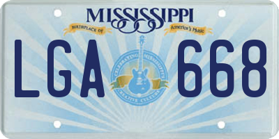 MS license plate LGA668