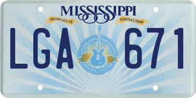 MS license plate LGA671