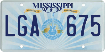 MS license plate LGA675
