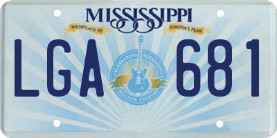 MS license plate LGA681