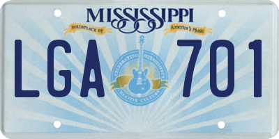 MS license plate LGA701