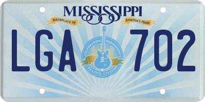 MS license plate LGA702
