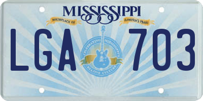 MS license plate LGA703