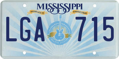 MS license plate LGA715