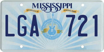 MS license plate LGA721