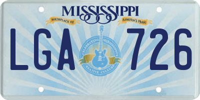 MS license plate LGA726