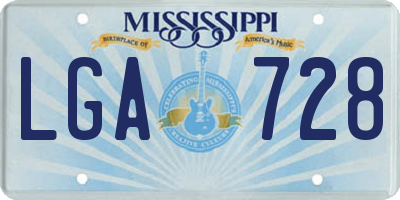 MS license plate LGA728