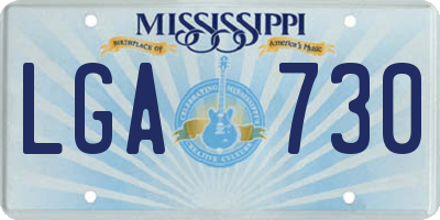 MS license plate LGA730