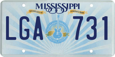 MS license plate LGA731