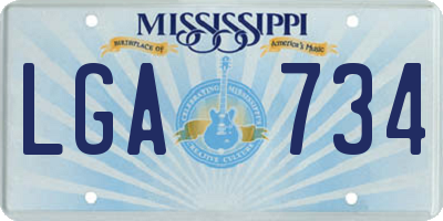 MS license plate LGA734