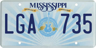 MS license plate LGA735