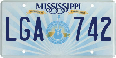 MS license plate LGA742