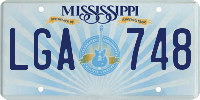 MS license plate LGA748