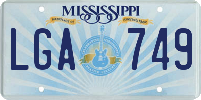 MS license plate LGA749
