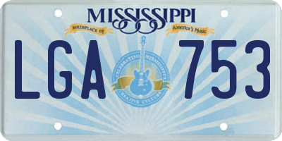 MS license plate LGA753