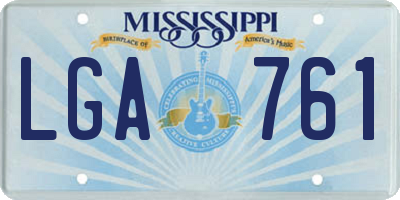 MS license plate LGA761