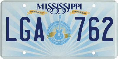 MS license plate LGA762