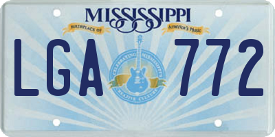 MS license plate LGA772