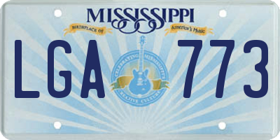 MS license plate LGA773