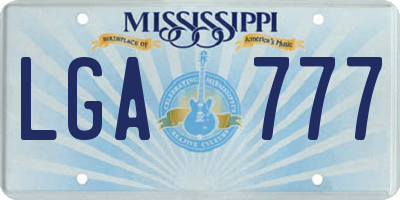 MS license plate LGA777