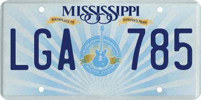 MS license plate LGA785