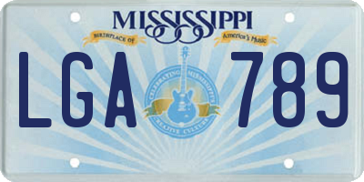 MS license plate LGA789