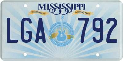 MS license plate LGA792