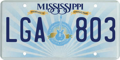 MS license plate LGA803