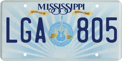 MS license plate LGA805